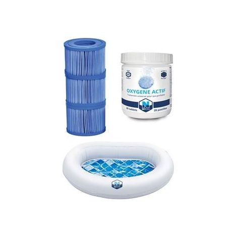 Pack spa : filtration, oxygène actif et confort avec appui-tête et porte-gobelet