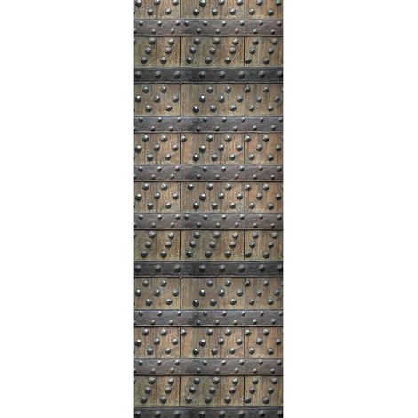 Papier peint panoramique effet bois pour couloir | Tapisserie panoramique gris et marron 3D | Papier peint panoramique aspect métallique original - 280 x 100 cm (1 pièce) (1/2)