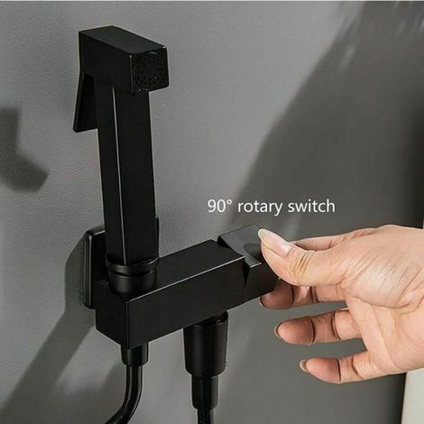 – Douchette WC en laiton noir – Pulvérisateur de bidet à main avec support mural – Tuyau acier inoxydable 150 cm – Hygiène pe (1/4)
