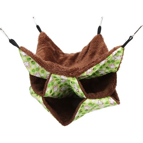 Hamac chaud à trois couches pour petit animal de compagnie, lit suspendu, sac de couchage pour Hamster, planeur de sucre, écureuil, vert (1/5)