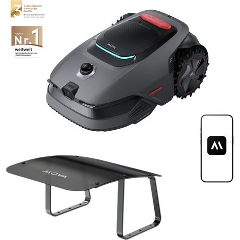 MOVA LiDAX Ultra 1600 Mähroboter mit Garage – bis 1600 m², 3D-LiDAR & AI Vision 360°, effiziente U-Form Wegeplanung