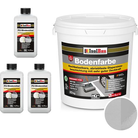 IsolBau 2K Pintura de resina para suelos para hormigón Bodenbeschichtung 20kg Gris piedra (1/5)