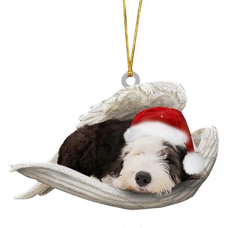 Hängender Weihnachtsauto-Anhänger, Engel-Hund-Design, aus bruchsicherem Acryl, mehrfarbig, ideal zum Dekorieren eines Baumes, eines Kranzes oder des Innenraums eines Autos. (1/5)