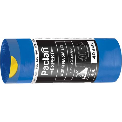 Müllsäcke 60L mit Klebeband, 40 Stück, blau, Expert Paclan