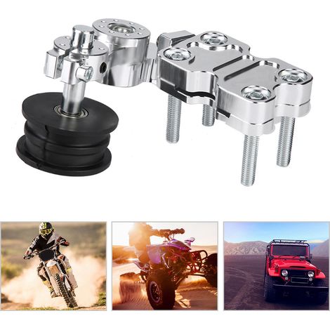 Kettenspanner aus Aluminium für Motorräder, selbstjustierende Schraube mit Rolle, silbernes Werkzeug (1/5)