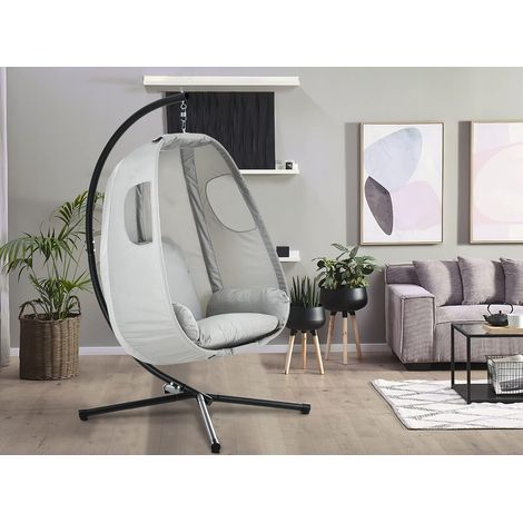 Hanging swing with cushion for indoor or outdoor use - Light grey (1/5)