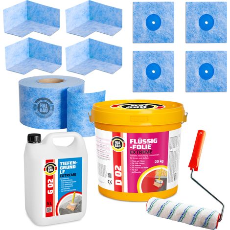 HALBAU Dichtset für Duschabdichtung Bad Abdichtung Dichtband Flüssigfolie 20kg H328 (1/5)