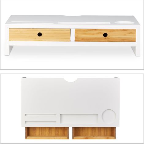 Soporte para monitor funcional diseño escandinavo rústico 80 x 30 x 10 cm de madera blanca 130004030 (1/3)