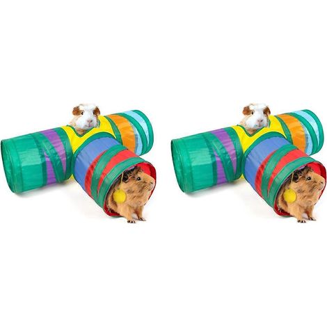 Lot de 2 jouets pour hamsters, rats et cochons d'Inde - Tunnel - Jouets pour petits animaux (1/5)