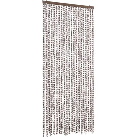 Moustiquaire，Rideau anti-moustique Taupe et blanc 90x220 cm Chenille CFW89218 (1/5)