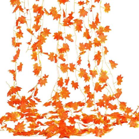 Herbstgirlande 240cm mit 12 Stück Ahornblätter Reben für Deko (1/5)