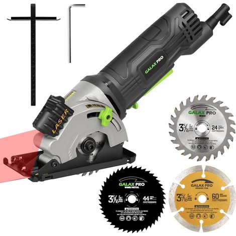 580W scie circulaire avec guide laser pour coupe précise Idéale pour bricolage et menuiserie Coupe bois, PVC et panneaux avec 3 lames incluses (1/5)