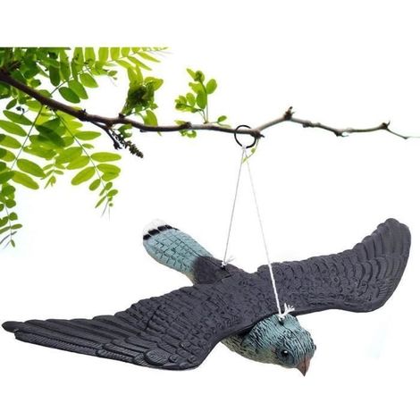 Faucon Anti-Pigeon décoration épouvantail Oiseaux Pigeon alarmistes Jardin Figure, Oiseau de Jardin réaliste avec Cordes à (1/4)