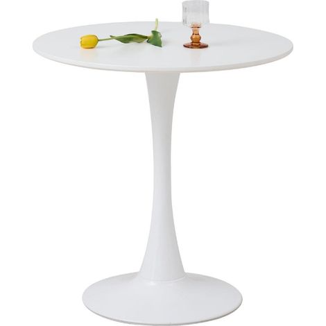 Runder Esstisch 70cm Weiß für 2-4 Personen, MDF, stabile Basis (1/5)