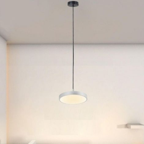 TRADE SHOP - Lampadario A Sospensione Led 40w Argento Cerchio Tondo Moderno Minimal Luce 4000k 32934 - (1/5)