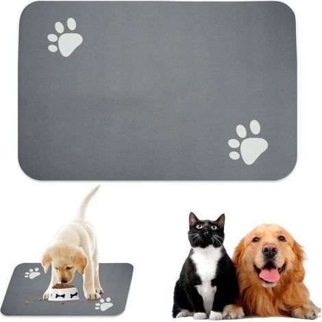 Tapis Chat Gamelle Absorbant,40 × 60 cm Tapis Gamelle Chien Antidérapant,Tapis Nourriture Chat Lavable,Gamelle de Terre de Diatomée (1/4)