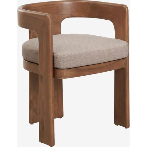 Set di 4 sedie da pranzo con braccioli in legno di acacia e tessuto bouclé Kandroa SKLUM            