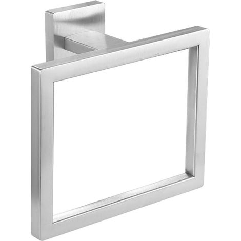 Anneau porte-serviettes en acier inoxydable, sans perçage ni clou, pour salle de bain, finition brossée argentée (1/5)