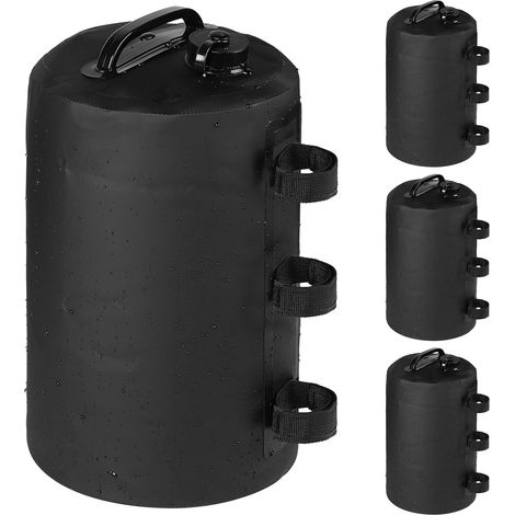 4 Pièces (Noir) Poids de Lestage pour Tonnelles PVC, Sac de Sable pour Pieds de Tente Pop-up 10L, Poids Tonnelle de Jardin Exterieur avec Dispositif Anti-Reflux pour Auvent Parasol (1/5)