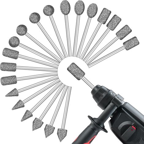 20 Stück Diamant Fräser Set, Diamant Frässtifte Schleifstifte Kompatibel pour Dremel, Polier und Zubehörset, 1/8 Zoll Schaft Diamantfräser, Rotationswerkzeug Kit für Gravieren, Keramik (1/5)
