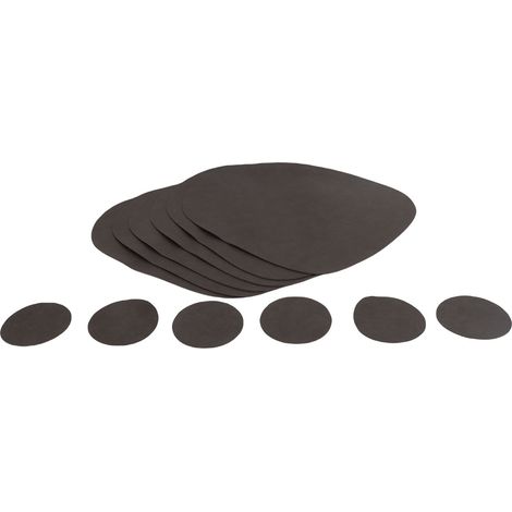 Set Dessous de Verre PU Cuir Double Face Rond – Antidérapant Table Salle à Manger Lavable 6 Sous Verres Intérieur Extérieur, Café Noir (1/4)