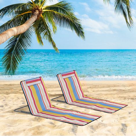 Asiento playa plegable doble con respaldo ajustable OKMYHOME (1/3)