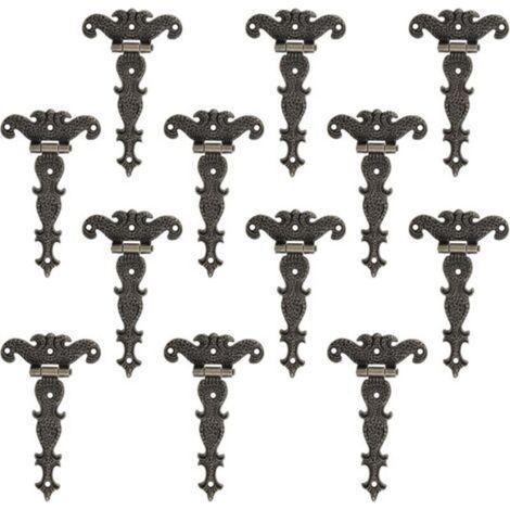 12 Pièces Charnière Rétro, Charnières Décoratives en Bronze Rétro Avec Vis de Montage, Convient à la Réparation de Décoration de Boîte à Outils de Meuble d'Armoire (1/4)