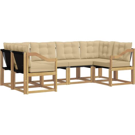 Outdoor Sofa Set 6 pcs White and Beige vidaXL