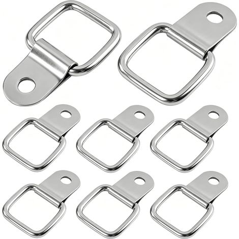 8PCS Anneaux d’Arrimage en D Robustes Acier Inoxydable Haute Résistance, Capacité de Charge 100 kg, Œillets de Fixation per Remorque, Bateau, et Utilisation Polyvalente en Intérieur et Extérieur (1/5)