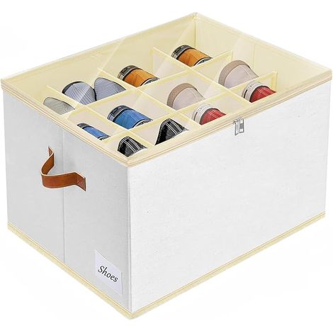 Schuhaufbewahrungsbox, Platz für 12 Paar Schuhe, faltbar, große Schuhaufbewahrungsbox für den Kleiderschrank mit Bodenverstärkung und verstärkten Griffen (1/5)