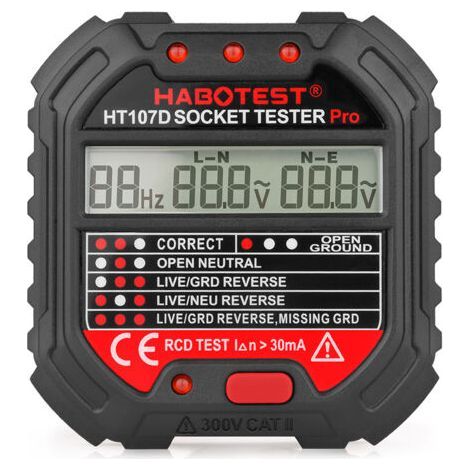 Erdungsdrahtprüfer für Steckdosentester, Steckdosenphase (EU-Verordnung HT107D) (1/4)