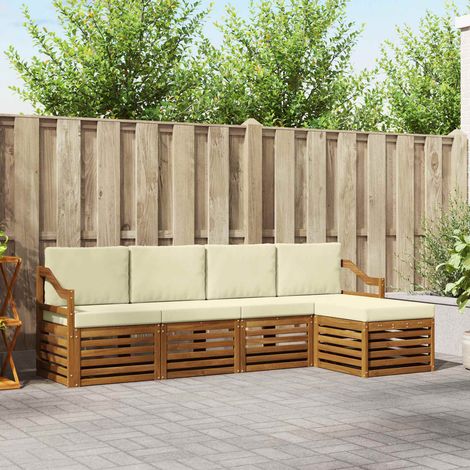 Sofagarnituren 5 pcs Natur und Creme Massivholz Akazie (1/5)