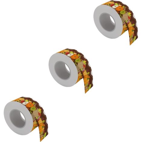 3 Rollen Ankündigungs-Grenzaufkleber Musterrandbesatz Kürbisbrettränder halloween dekoration halloween-dekoration schwarzes Brett Whiteboard Muster-Pinnwand-Grenzen Tafelränder (1/5)