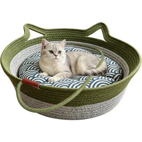 Instinkt Korb Baumwollseil mit Spielball Kleines Katzenbett Kätzchen Schlafplatz Für Kratzen Langeweile Stimulation Innenbereich Wohnzimmer Schlafzimmer Außenbereich (1/5)