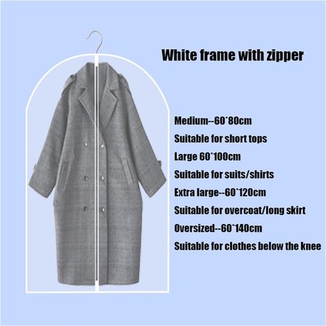Housse de protection pour vêtements, sac de rangement avec fenêtre transparente, housse anti-poussière pour costumes, zip blanc, 60x100cm, organisateur de garde-robe (1/5)