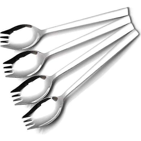 4-teiliges Set aus Edelstahl-Löffel-Gabeln für Spaghetti, Salat und Dessert (1/5)