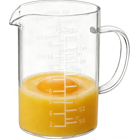 Verre doseur 500 ml, bec en forme de V pour huile, farine, lait, beurre (500 ml-B) (1/5)