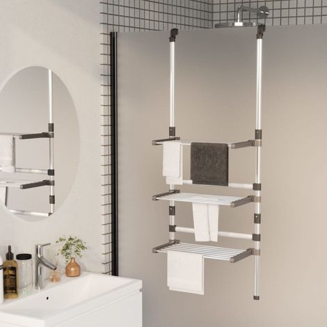 3-Tier Hanging Laundry Drying Rack Aluminium vidaXL