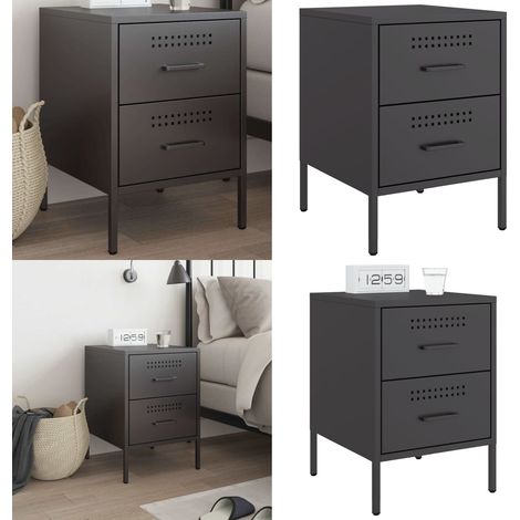 Nachttisch Schwarz 36x39x50,5 cm Stahl - Industrielles Design - Nachttisch - Schubladenschrank - Metallgestell - Stahlschrank - Home & Living (1/5)