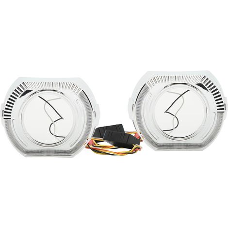 Enjoliveurs de phares bi-xénon LED à double lentille de 3 pouces, 12 V, 5 W, avec anneaux LED Angel Eyes et feux de jour (DRL). (1/5)