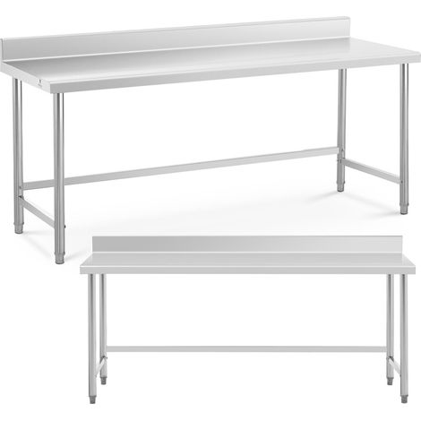 Table de travail - Royal Catering - Acier inoxydable - Capacité : 95 kg - 200 x 70 cm - Dosseret (1/5)