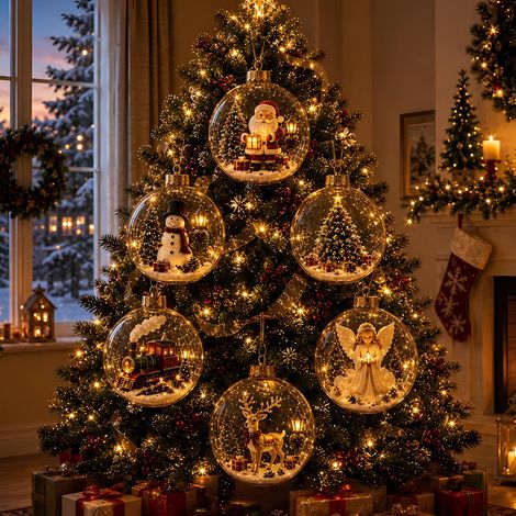 „Weihnachtsgeschichte“-Lichtdekoration – Mini-Weihnachtsbeleuchtung mit warmem Licht für Tisch oder Kaminsims, 6er-Set (1/5)