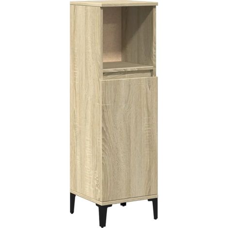 Armadietto da bagno in legno multistrato 30 x 30 x 100 cm con piedi in metallo design rovere sonoma 020049505