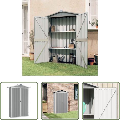 Gerätehaus - Gerätehaus Grau 116x45x175 cm Verzinkter Stahl (1/5)