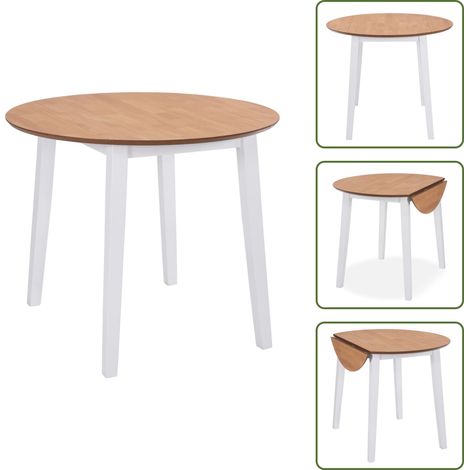 Esstisch Klappbar Rund MDF Weiß - Klapptisch - Esstisch - Runder Tisch - Weißer Tisch - Holztisch (1/5)