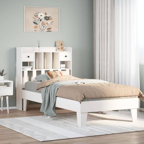 Bed Frame without Mattress White 75x190 cm Small Single Solid Wood Pine vidaXL (1/5)