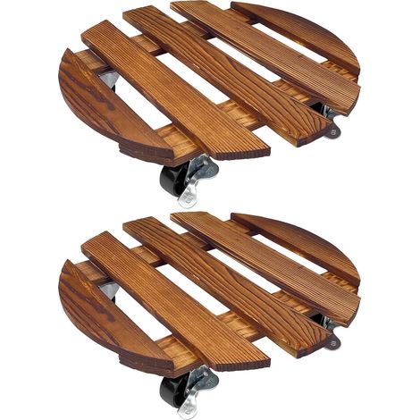 Porte Plante a roulettes, Supports de Pots de Fleurs à roulettes, Support Plante Exterieur, Plateau Roulette Plante, Socle de Rempotage à roulettes Fleurs Bois Massif, Capacité Charge 80kg (1/5)