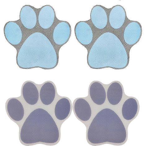 Set mit 4 Hundepfotenabdruck-Aufklebern für die Badewanne, Cartoon-Motive, Präventionsaufkleber, verschiedene Klebeaufkleber – 11,4 x 11,4 cm – Blau (1/4)
