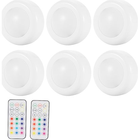 6 Lampes LED à Capteur de Corps Humain pour Armoire, avec Télécommande, Idéales pour Couloir d'Intérieur (1/5)