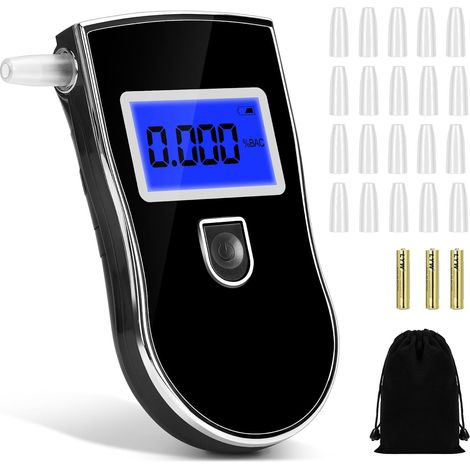 Alcoholímetro electrónico, alcoholímetro con pantalla LED digital, alcoholímetro portátil con 20 boquillas y sensor de sensibilidad semiconductor. (1/4)